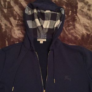 navy blue burberry hoodie